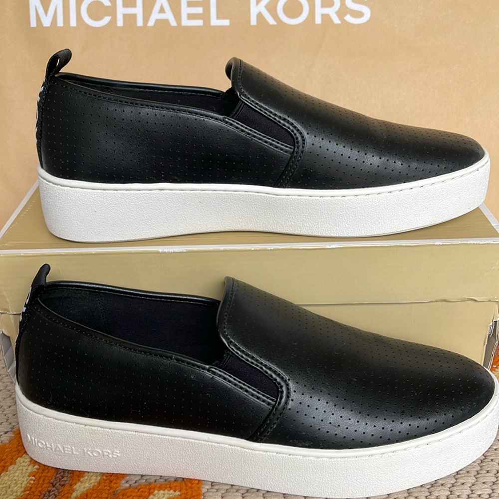 Michael Kors TEDDI SLIP ON NAPPA PU PERFORATED 4959TDFP4L NIB Platforms Sneakers
